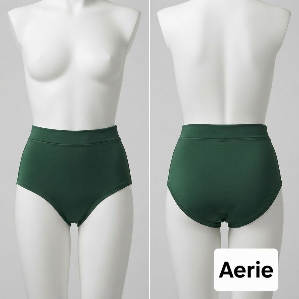 AERIE LARGE High Waisted Boybrief Stretchy Buttery-soft underwear panties GREEN